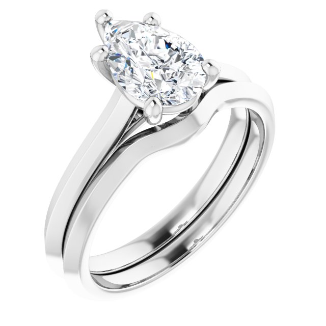 1.50 carat Pear Lab-Grown GH/VS2+ Vintage Solitaire Engagement Ring in 14KW | AllComponents_ViewA 1.50 carat Pear Lab-Grown GH/VS2+ Vintage Solitaire Engagement Ring in 14KW | AllComponents_ViewA