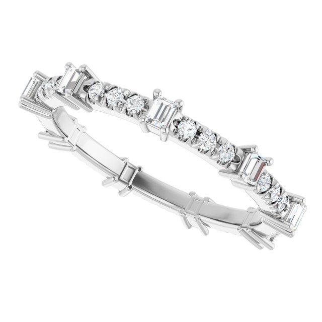 Alternating 0.54 tcw Straight Baguette Lab-Grown EF/VS1+ Eternity Ring in PLAT | View5 Alternating 0.54 tcw Straight Baguette Lab-Grown EF/VS1+ Eternity Ring in PLAT | View5