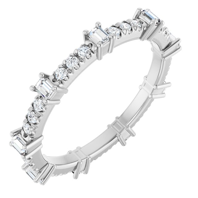 Alternating 0.54 tcw Straight Baguette Lab-Grown EF/VS1+ Eternity Ring in PLAT | ViewA Alternating 0.54 tcw Straight Baguette Lab-Grown EF/VS1+ Eternity Ring in PLAT | ViewA