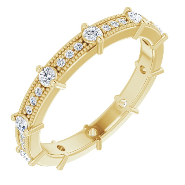 Alternating 0.45 tcw Round Moissanite DEF/VVS Eternity Ring in 14KY | ViewA Alternating 0.45 tcw Round Moissanite DEF/VVS Eternity Ring in 14KY | ViewA