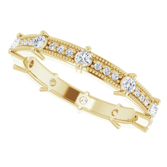Alternating 0.45 tcw Round Moissanite DEF/VVS Eternity Ring in 14KY | View5 Alternating 0.45 tcw Round Moissanite DEF/VVS Eternity Ring in 14KY | View5