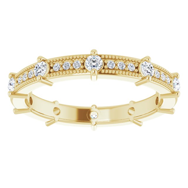 Alternating 0.45 tcw Round Moissanite DEF/VVS Eternity Ring in 14KY | ViewS Alternating 0.45 tcw Round Moissanite DEF/VVS Eternity Ring in 14KY | ViewS