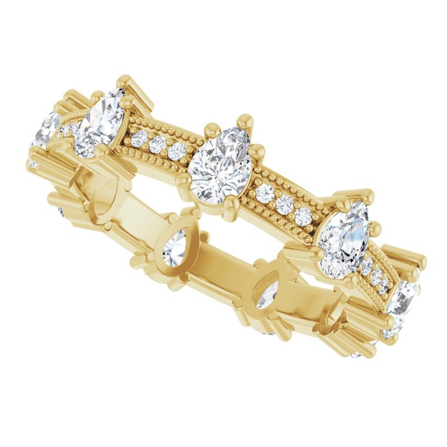 Alternating 2.03 tcw Pear Diamond D/VVS2+ Eternity Ring in 14KY | View5 Alternating 2.03 tcw Pear Diamond D/VVS2+ Eternity Ring in 14KY | View5