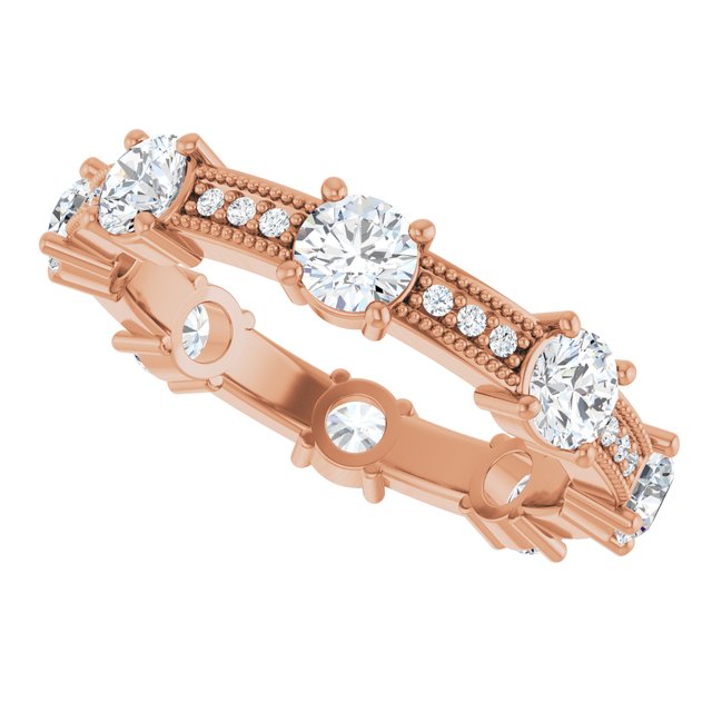 Alternating 1.96 tcw Round Moissanite DEF/VVS Eternity Ring in 18KR | View5