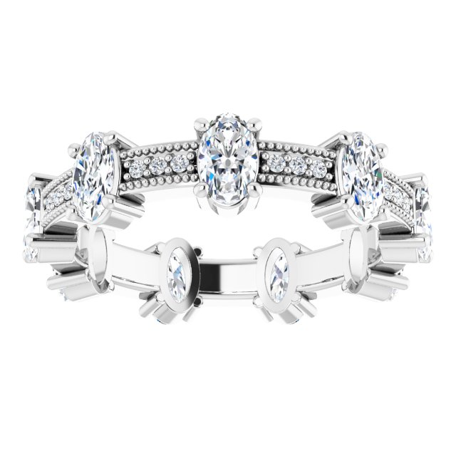 Alternating 2.48 tcw Oval Diamond EF/VS1+ Eternity Ring in 14KW | ViewS