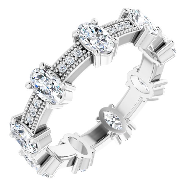 Alternating 2.48 tcw Oval Diamond EF/VS1+ Eternity Ring in 14KW | ViewA