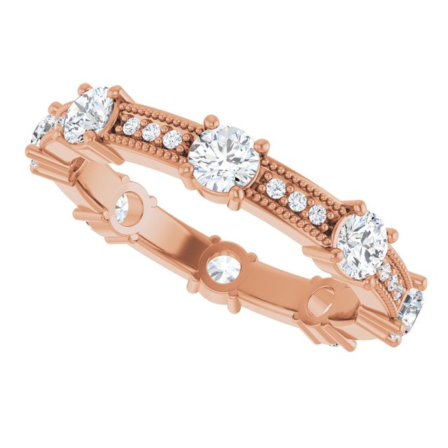 Alternating 1.40 tcw Round Diamond D/VVS2+ Eternity Ring in 18KR | View5 Alternating 1.40 tcw Round Diamond D/VVS2+ Eternity Ring in 18KR | View5