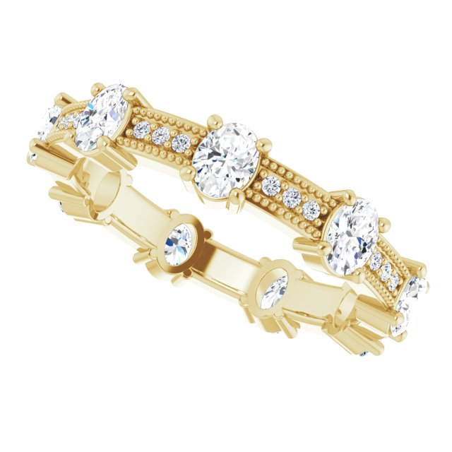 Alternating 1.04 tcw Oval Diamond GH/VS2+ Eternity Ring in 18KY | View5 Alternating 1.04 tcw Oval Diamond GH/VS2+ Eternity Ring in 18KY | View5