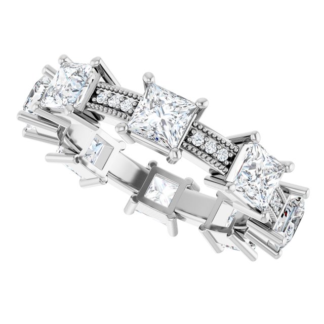 Alternating 3.40 tcw Square Lab-Grown EF/VS1+ Eternity Ring in 18KW | View5 Alternating 3.40 tcw Square Lab-Grown EF/VS1+ Eternity Ring in 18KW | View5