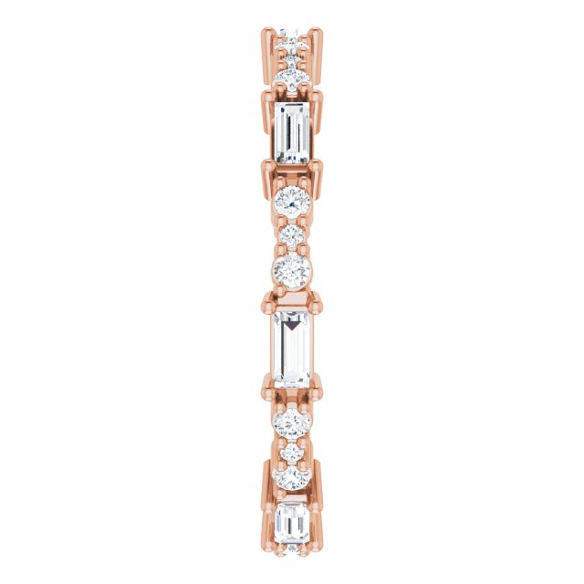 Alternating 0.67 tcw Straight Baguette Diamond GH/VS2+ Eternity Ring in 14KR | ViewE Alternating 0.67 tcw Straight Baguette Diamond GH/VS2+ Eternity Ring in 14KR | ViewE