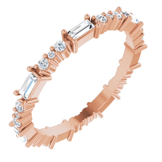 Alternating 0.67 tcw Straight Baguette Diamond GH/VS2+ Eternity Ring in 14KR | ViewA Alternating 0.67 tcw Straight Baguette Diamond GH/VS2+ Eternity Ring in 14KR | ViewA
