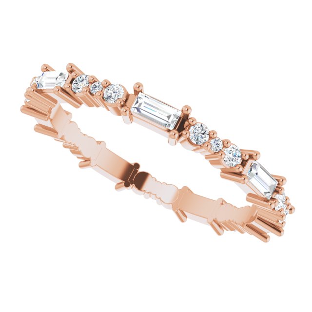 Alternating 0.67 tcw Straight Baguette Diamond GH/VS2+ Eternity Ring in 14KR | View5 Alternating 0.67 tcw Straight Baguette Diamond GH/VS2+ Eternity Ring in 14KR | View5