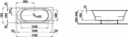 Bild von Laufen PRO - Badewanne, Einbauversion, rechteckig, aus Verbundwerkstoff Marbond, 1700 x 750 x 502,  Art.Nr. : H2429500000001