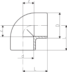 Picture of +GF+ PROGEF Standard Winkel 90° (PN10), Grösse: 16, Art.Nr.: 727100105