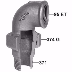 Picture of +GF+ 97 Winkelverschraubung, flach dichtend, ISO/EN UA2, Dimension ″: 11/2", Art.Nr.: 770097108