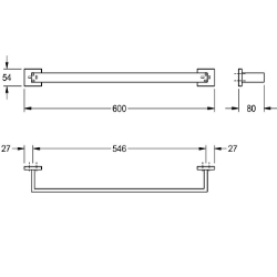 Picture of KWC CUBUS CUBX001HP Einzelhandtuchstange Material:Edelstahl, Materialtyp:1.4301 Chromnickelstahl V2A, Gesamttiefe:80 mm, Art.Nr. : 2000106345