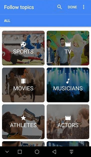 Google Discover çeşitli içerik kategorileri