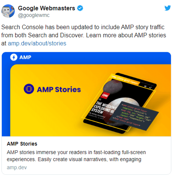 Google Webmaster Discover ile alakalı tweeti