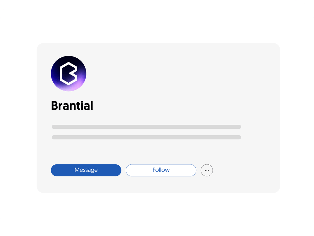 Brantial LinkedIn profile card with a Follow button.