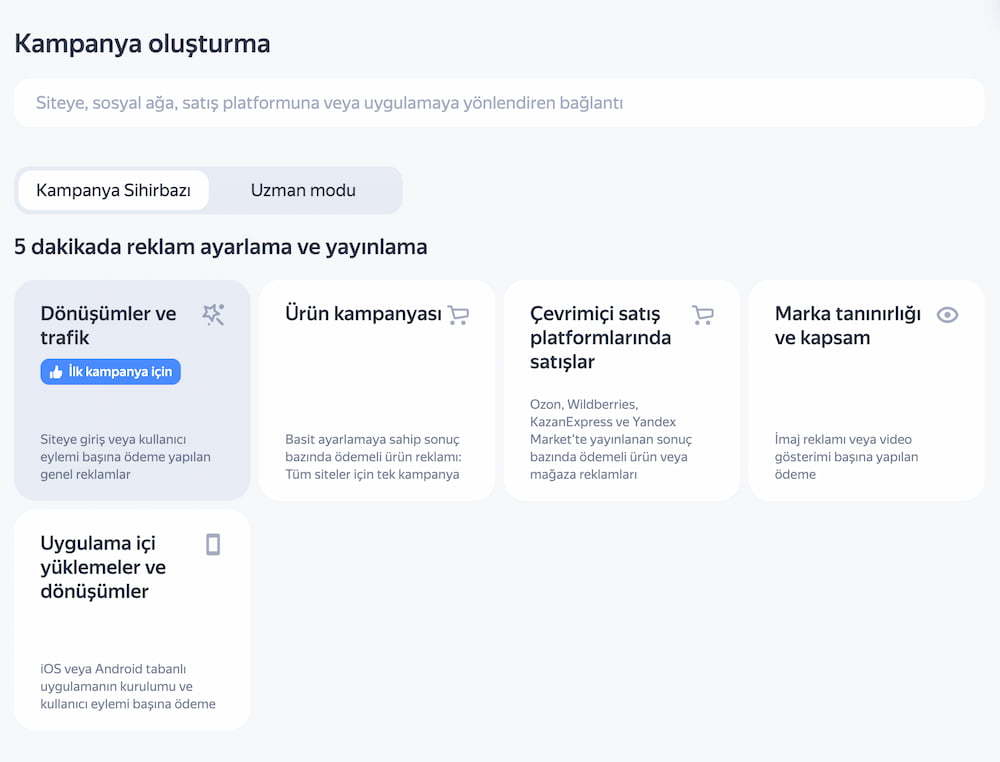 yandex reklam kampanyası oluşturma