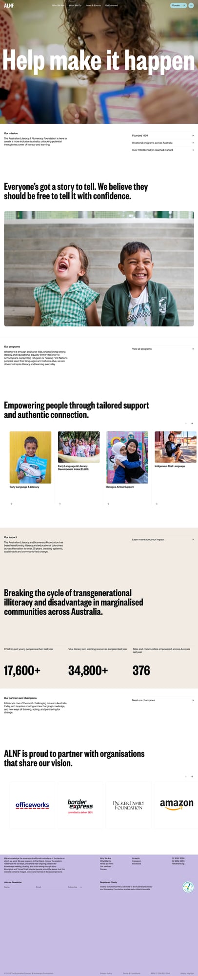 Screenshot of ALNF website