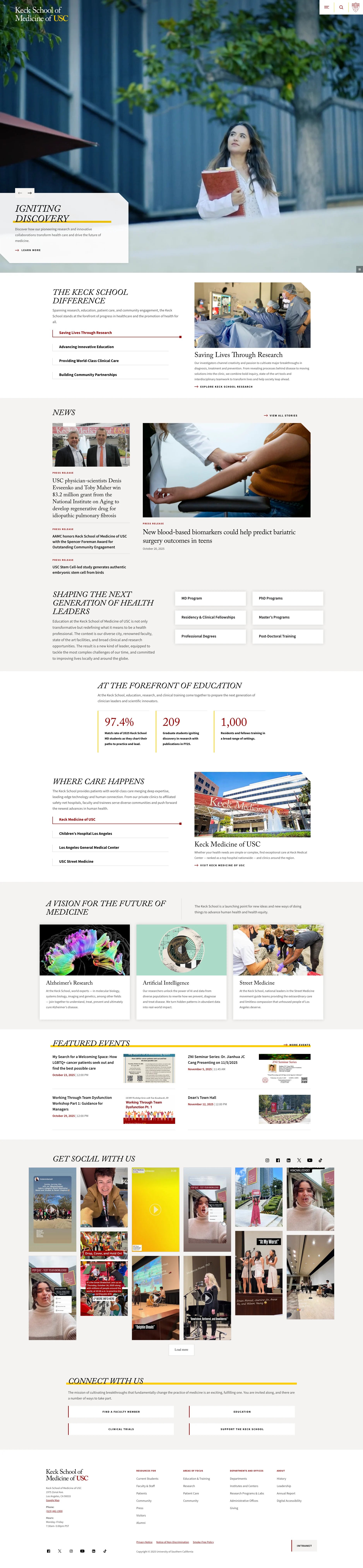 Screenshot of Keck School of Medicine website