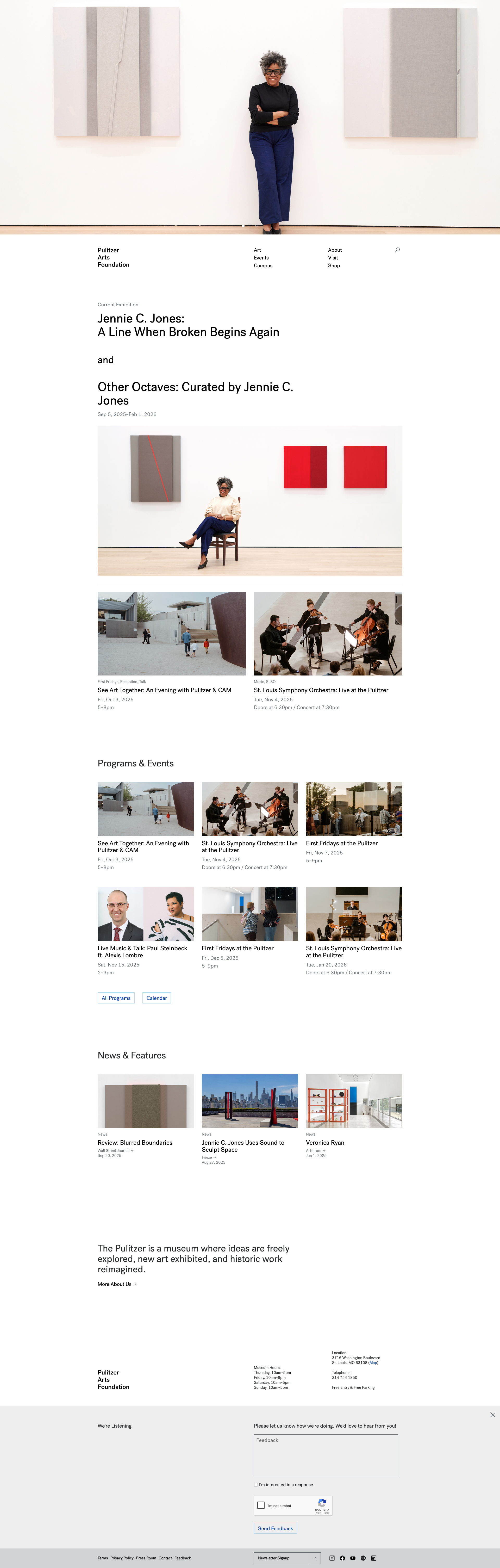 Screenshot of Pulitzer Arts Foundation website