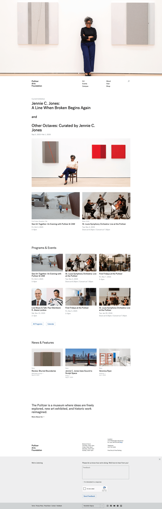 Screenshot of Pulitzer Arts Foundation website