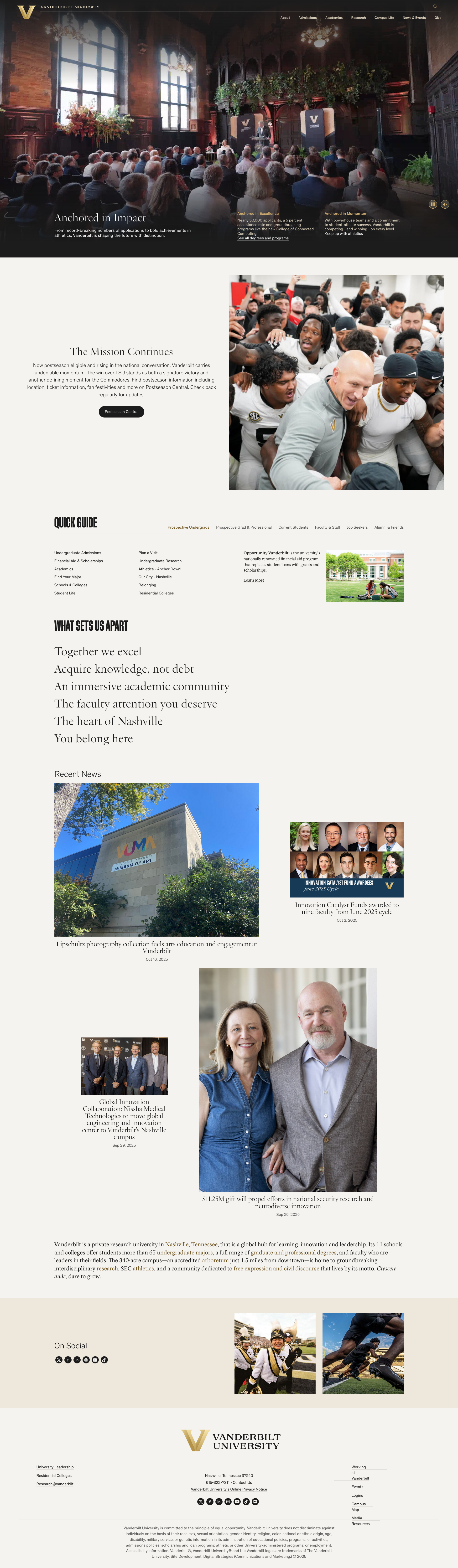 Screenshot of Vanderbilt website