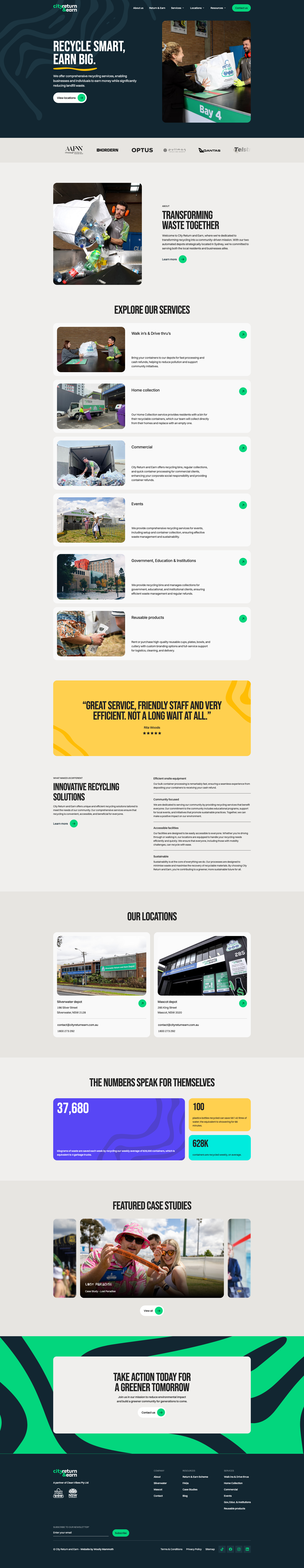 Screenshot of City Return & Earn website