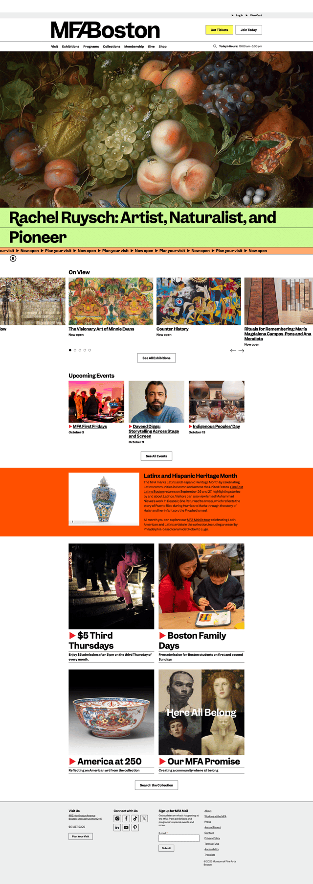 Screenshot of MFA Boston website