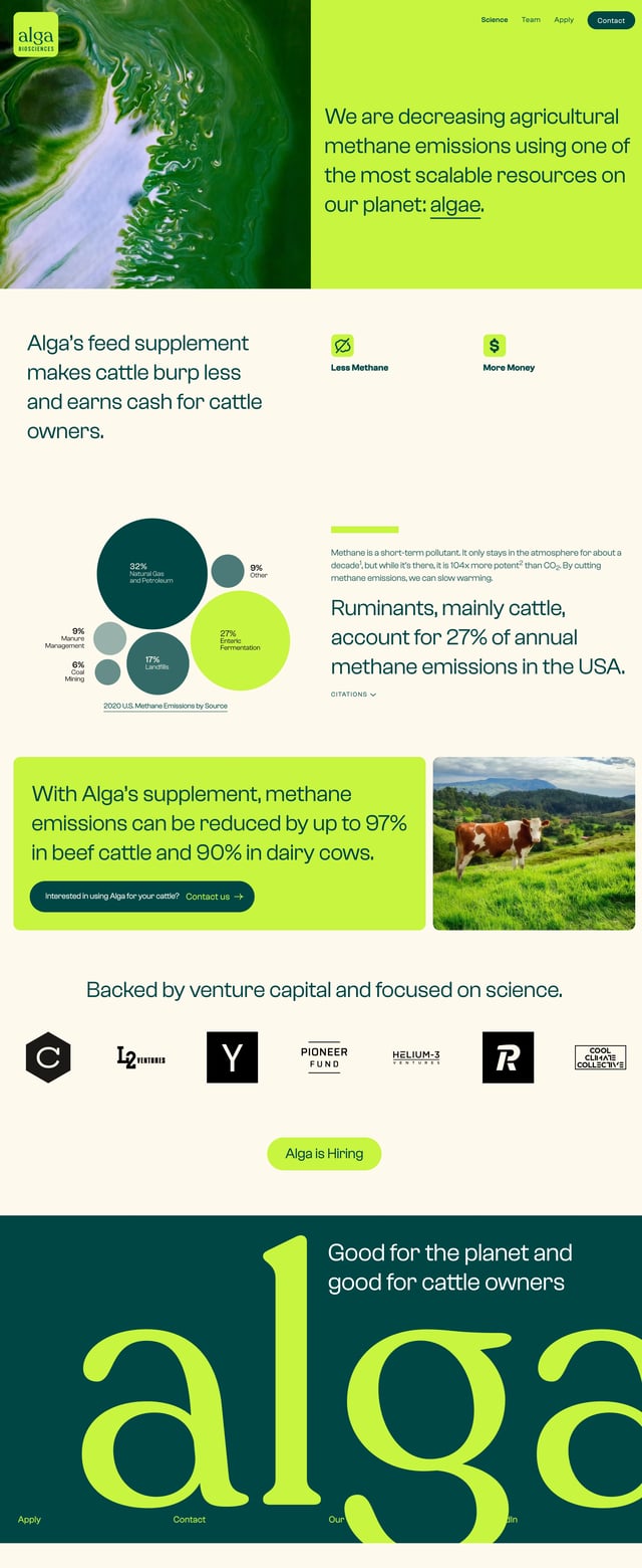 Screenshot of Alga Biosciences website