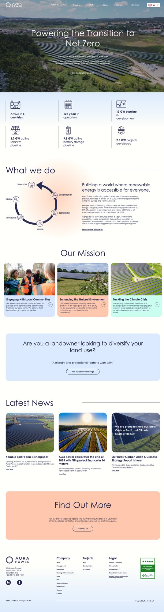 Screenshot of Aura Power website
