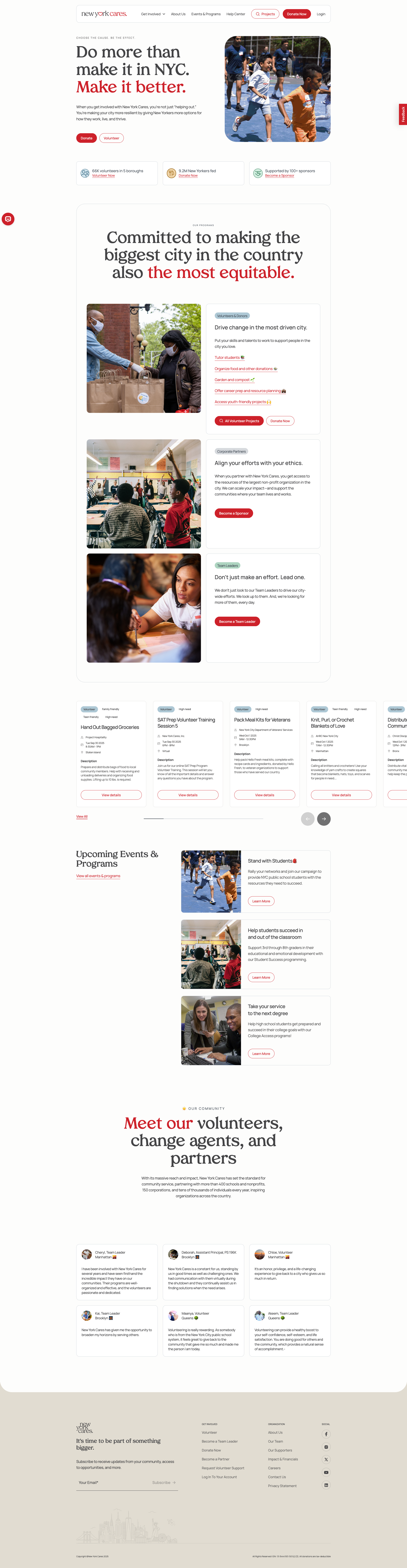 Screenshot of New York Cares website