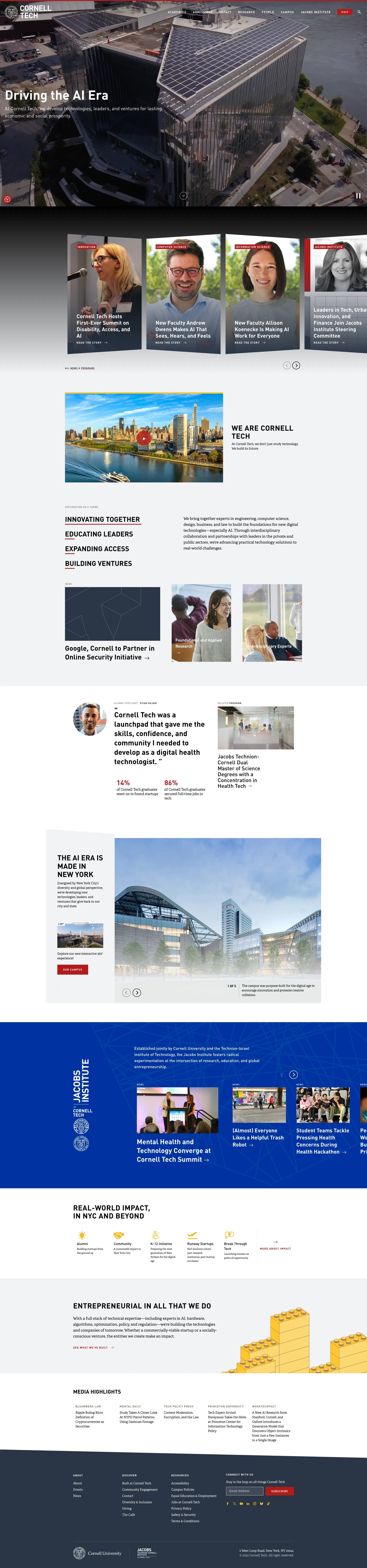 Screenshot of Cornell Tech website