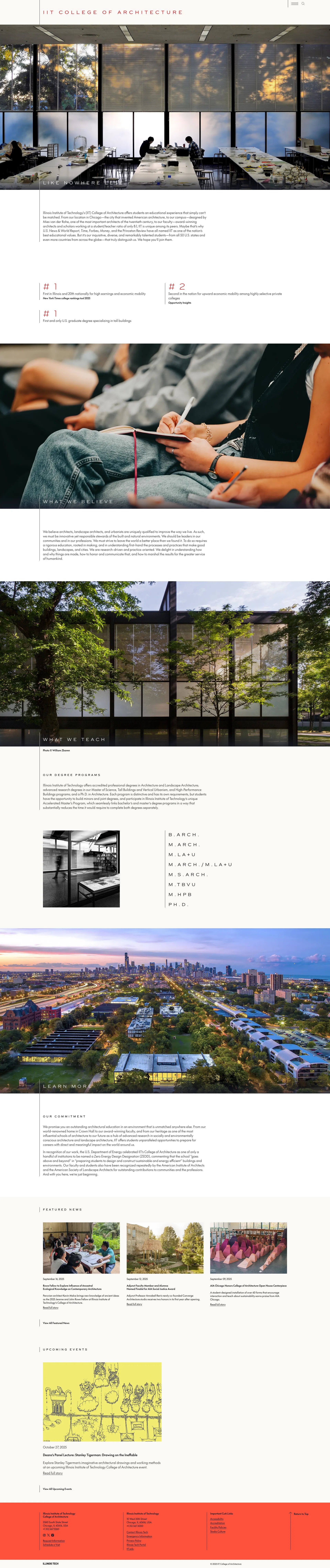 Screenshot of IIT College of Architecture website