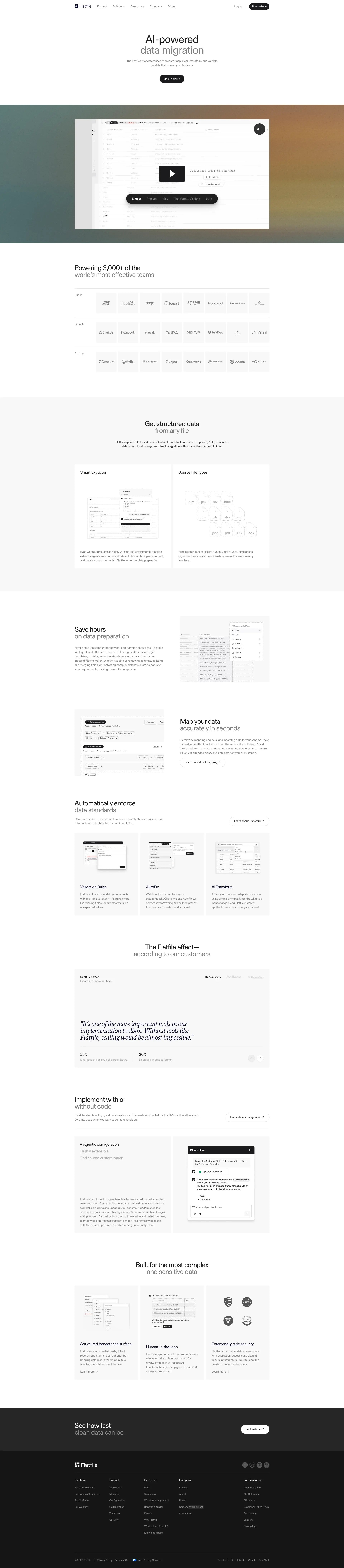 Screenshot of Flatfile website