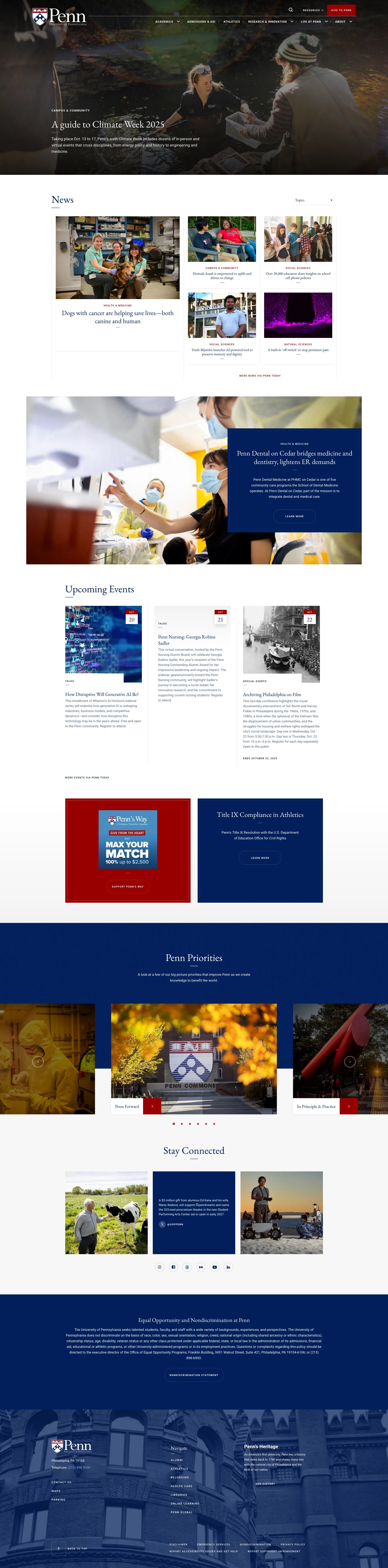 Screenshot of University of Pennsylvania website