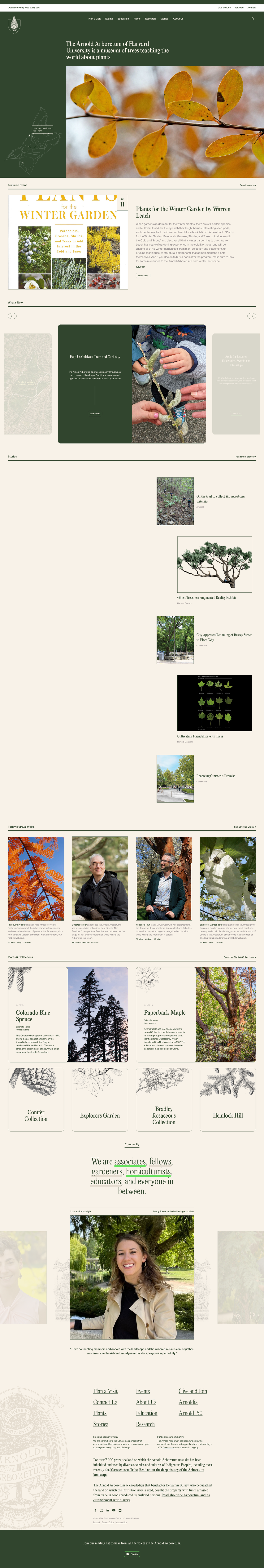 Screenshot of The Arnold Arboretum website