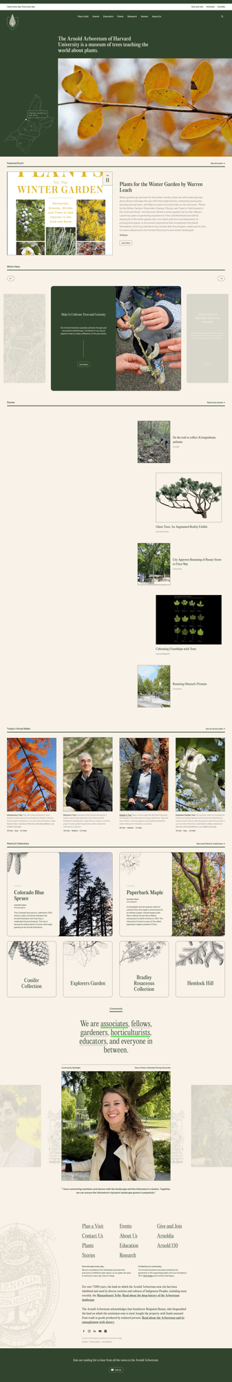 Screenshot of The Arnold Arboretum website