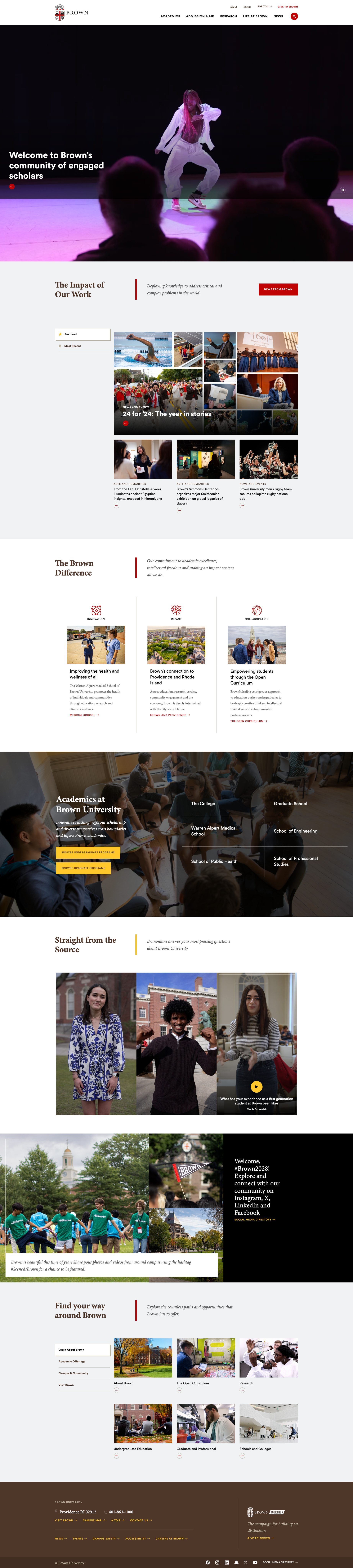 Screenshot of Brown University website