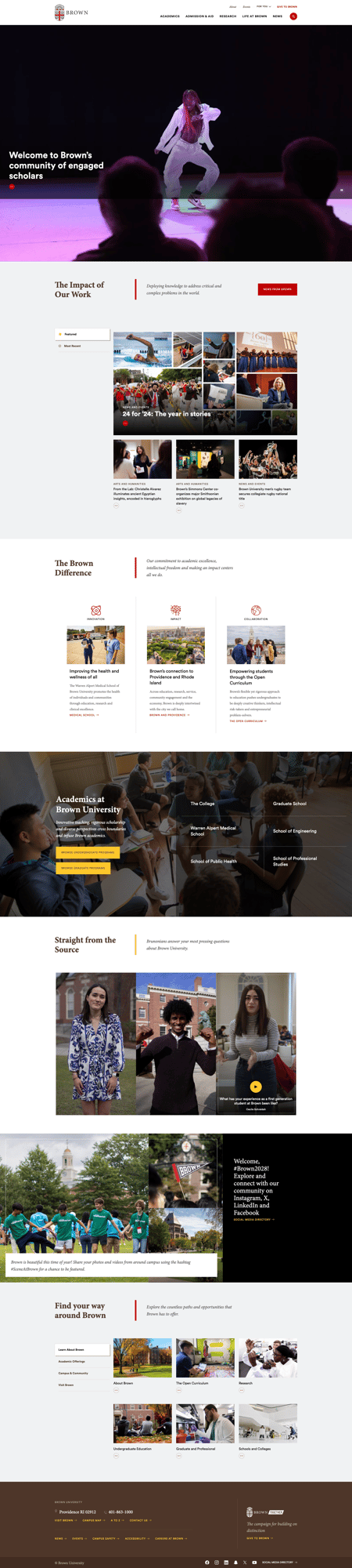 Screenshot of Brown University website