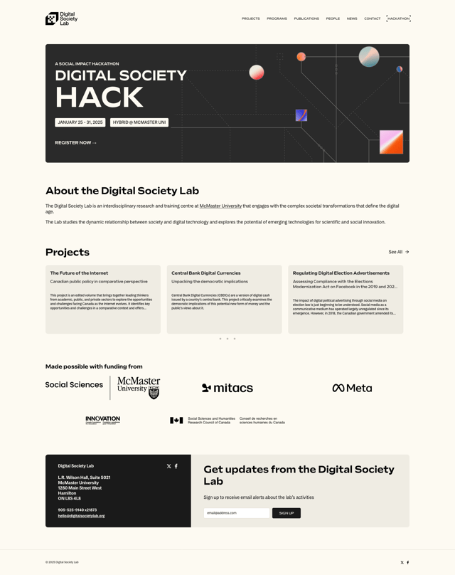 Screenshot of Digital Society Lab website