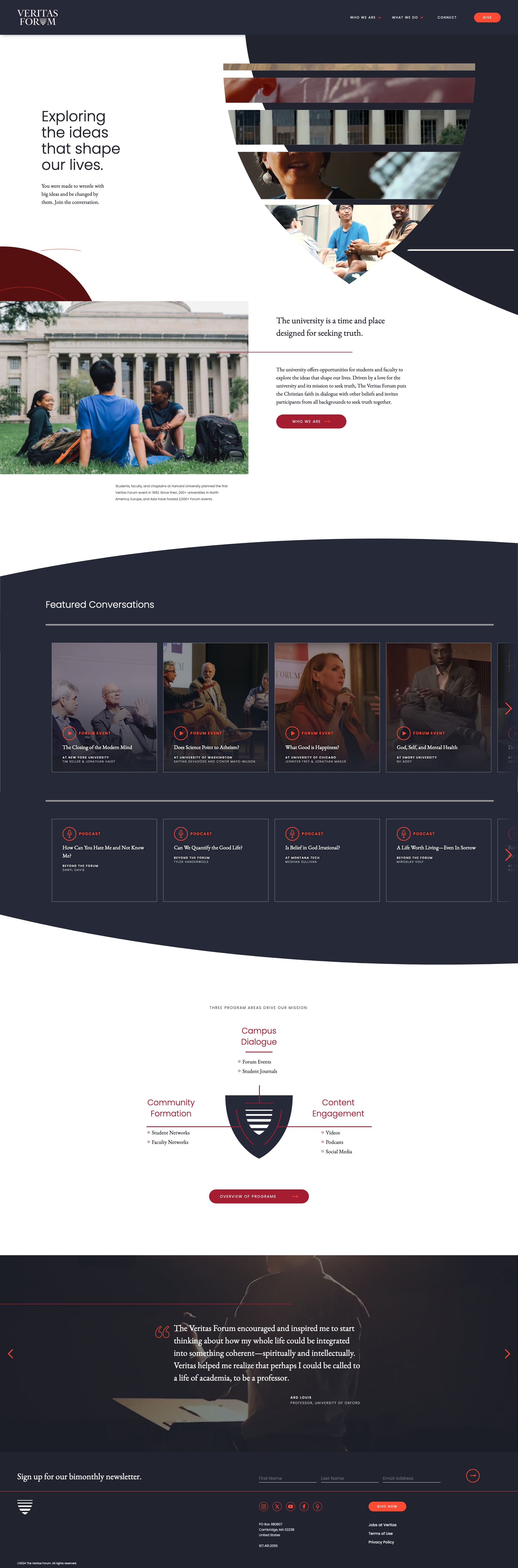 Screenshot of The Veritas Forum website