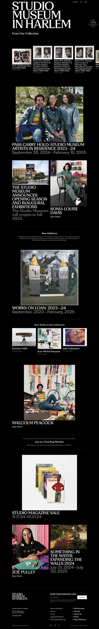Screenshot of Studio Museum in Harlem website