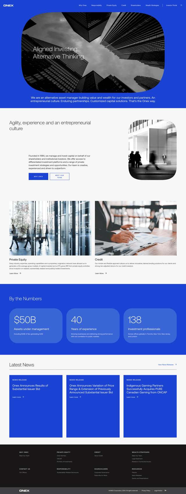 Screenshot of ONEX website