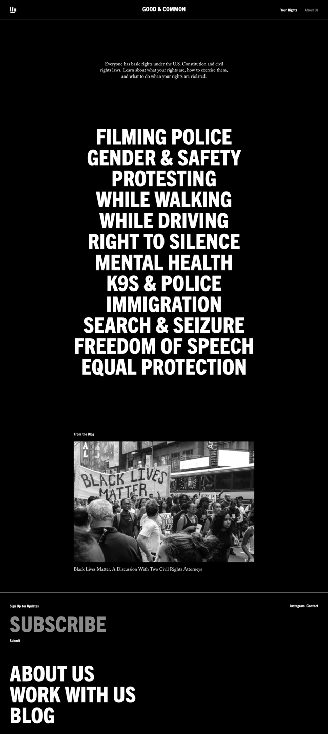 Screenshot of Your Rights - Good & Common website