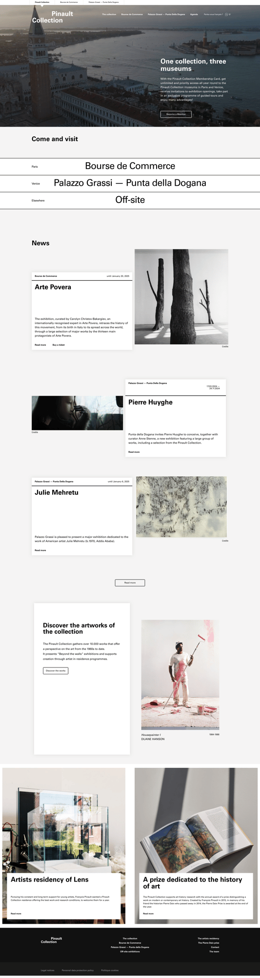 Screenshot of Pinault Collection website