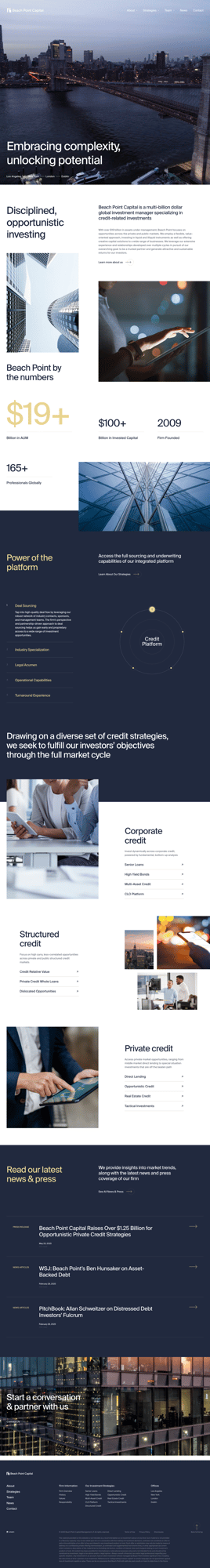 Screenshot of Beach Point Capital website