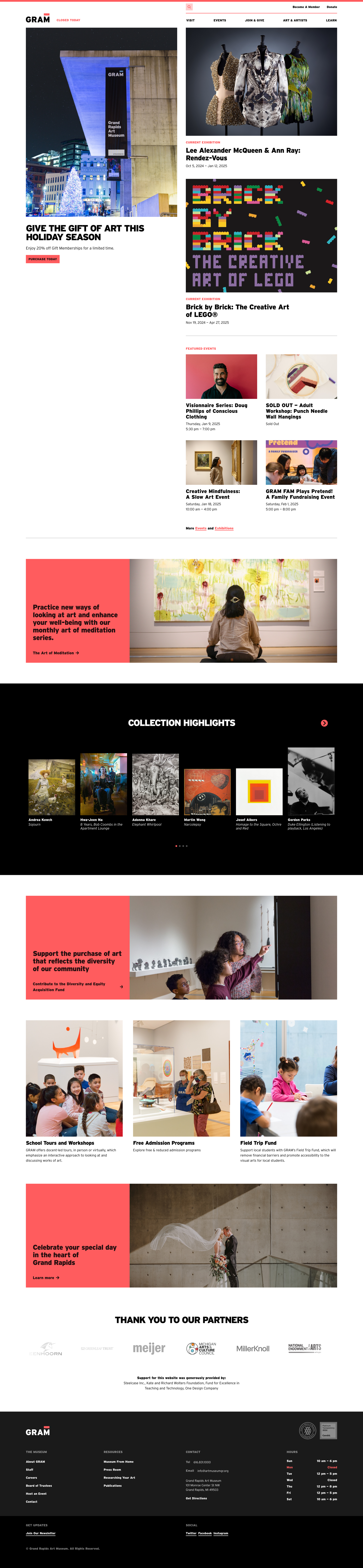 Screenshot of Grand Rapids Art Museum website